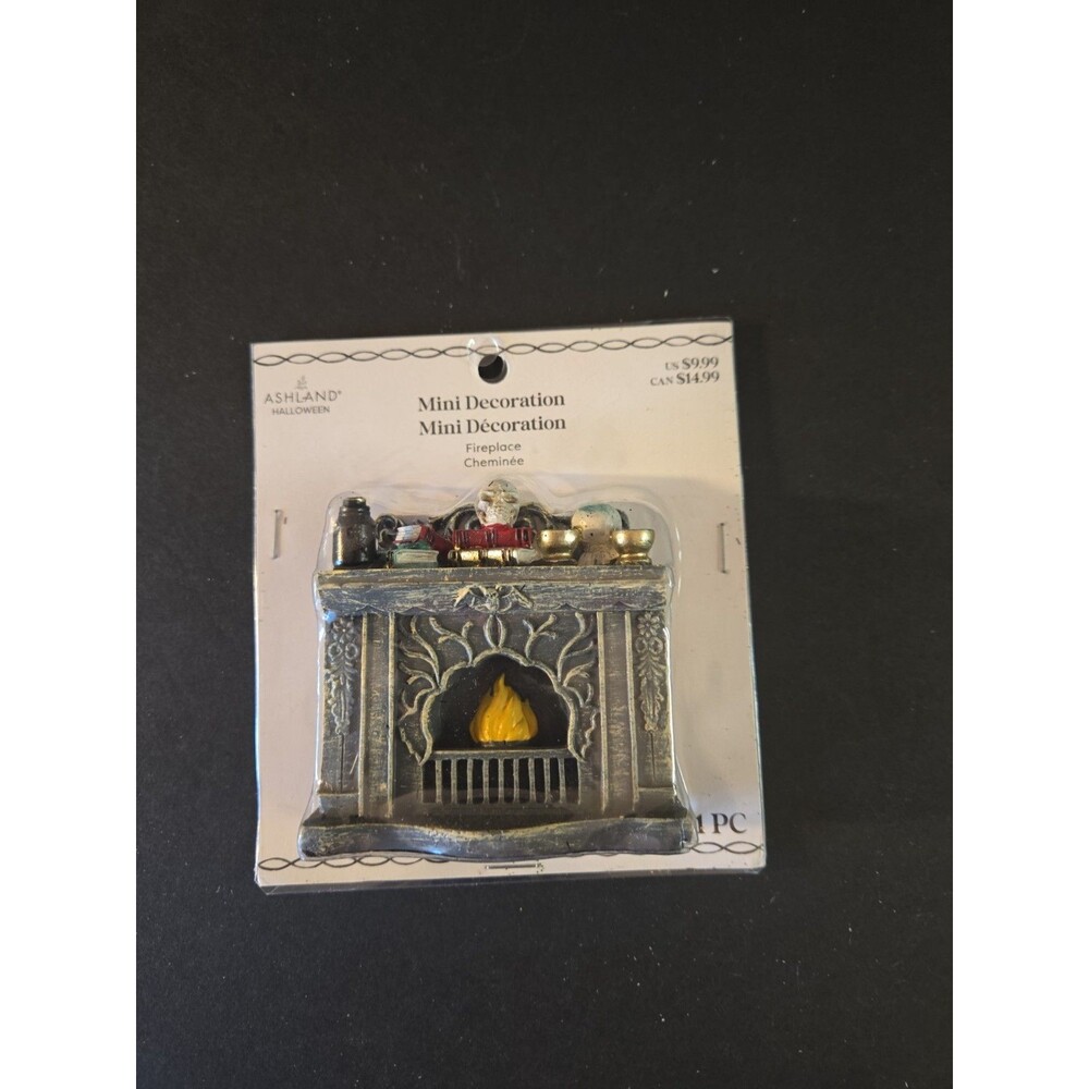 Ashland Mini Fireplace Spooky Halloween Decor New In Package Skull Books